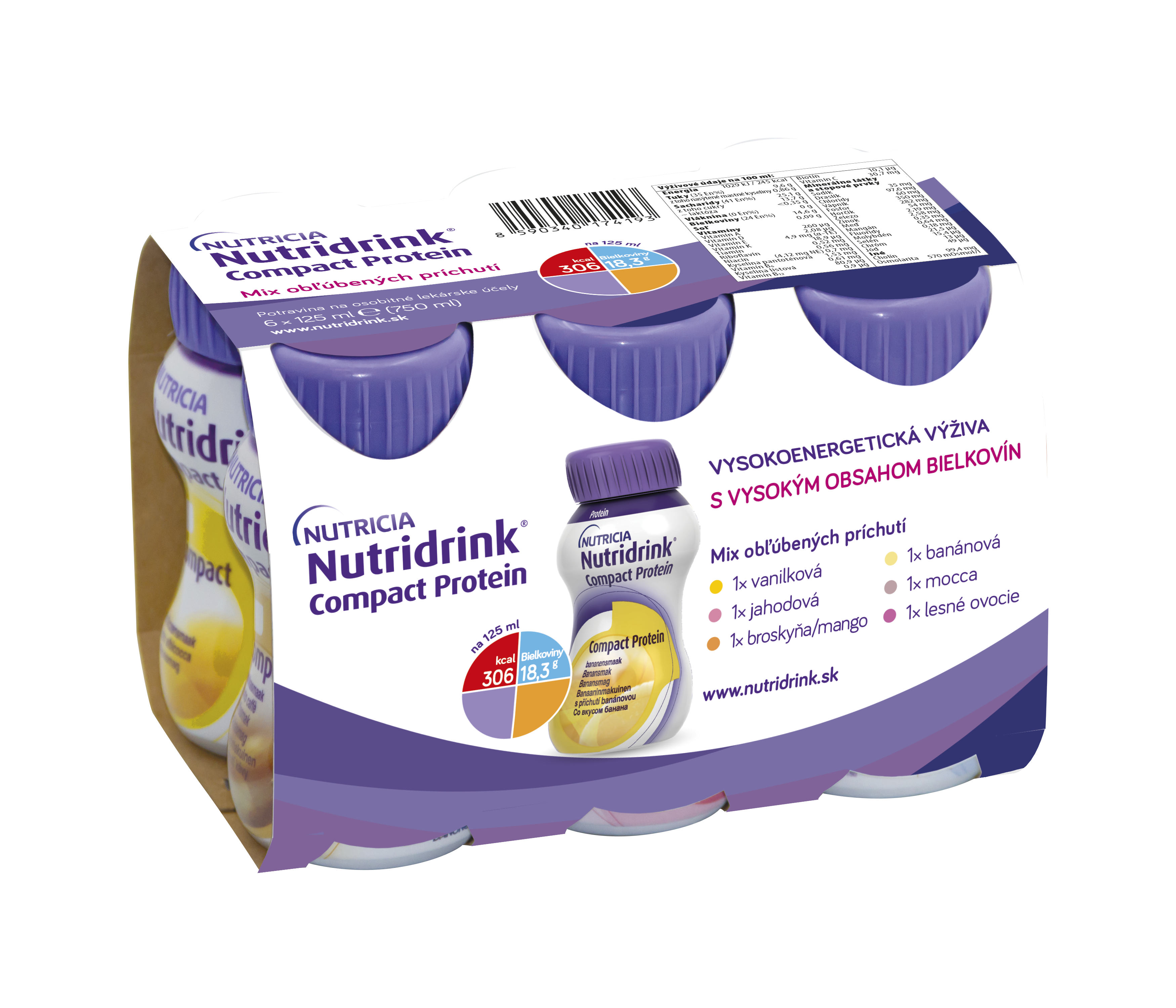 Nutridrink Compact Protein Mix príchutí